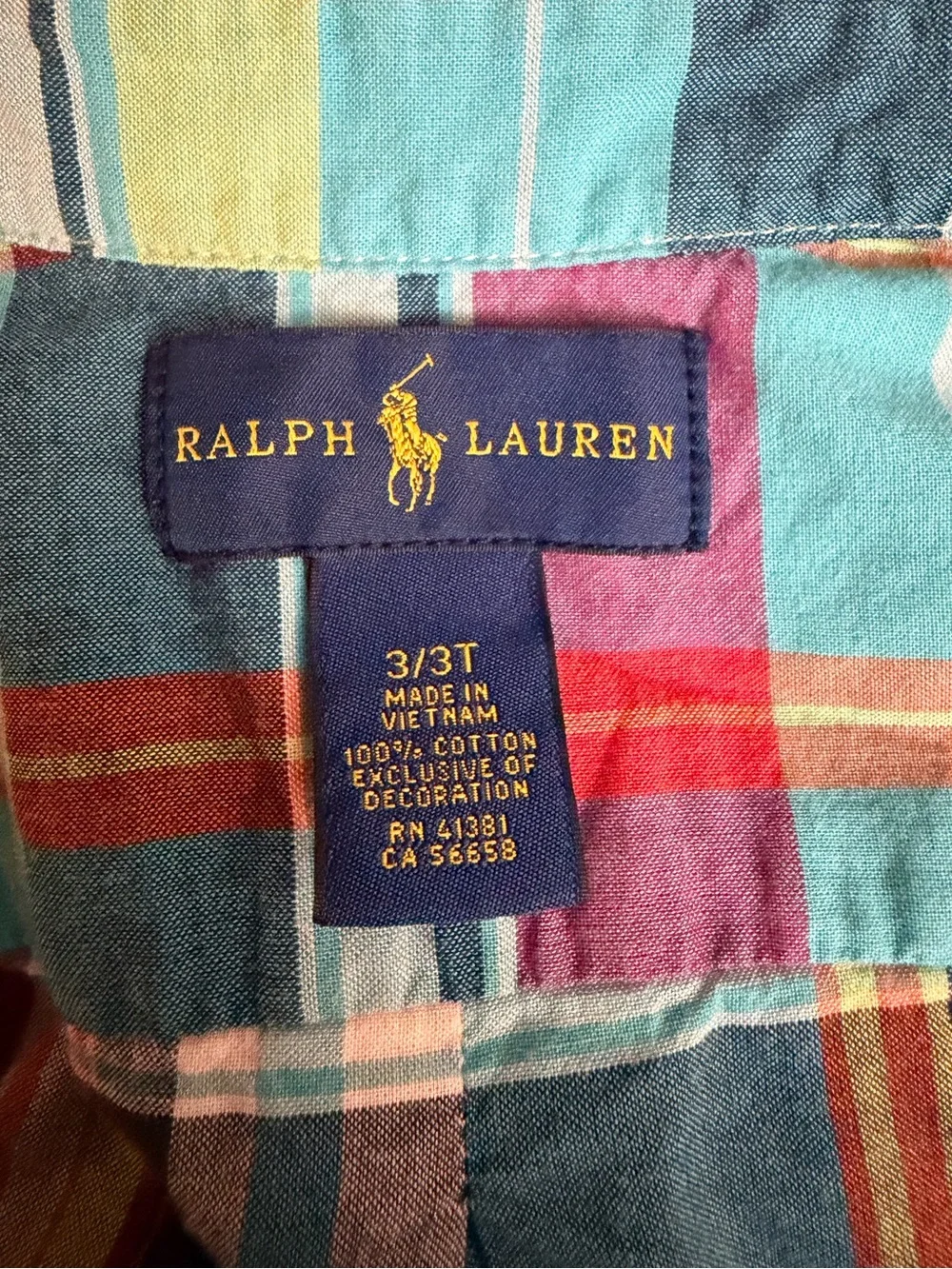 Ralph Lauren Beautiful Long-Sleeve Colorful Plaid Button-Down Shirt Size 3/3T
